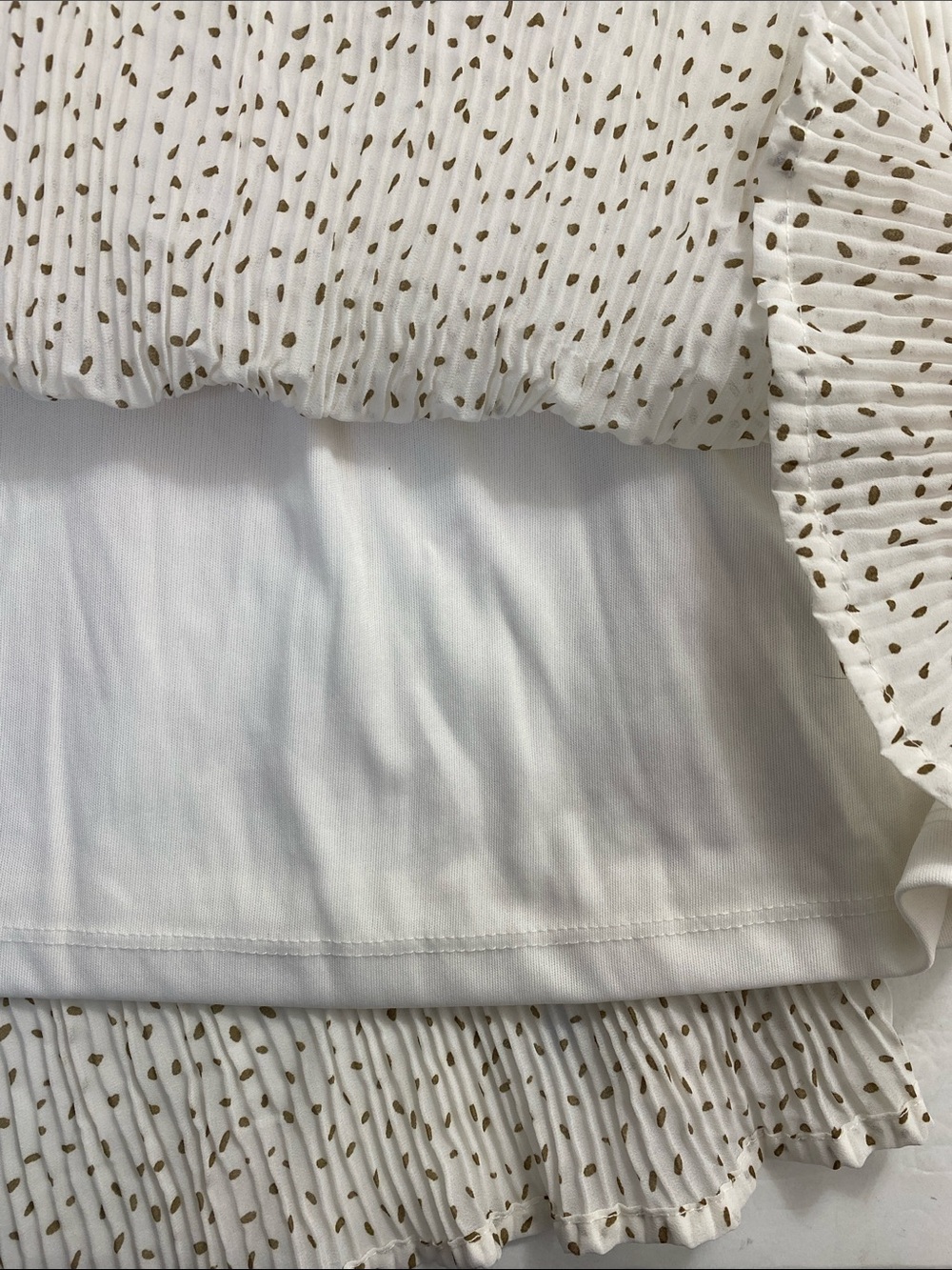 Kut from the Kloth Rebecca Pleat Midi Slip Dress Size L White/Brown Feminine - Picture 6 of 13